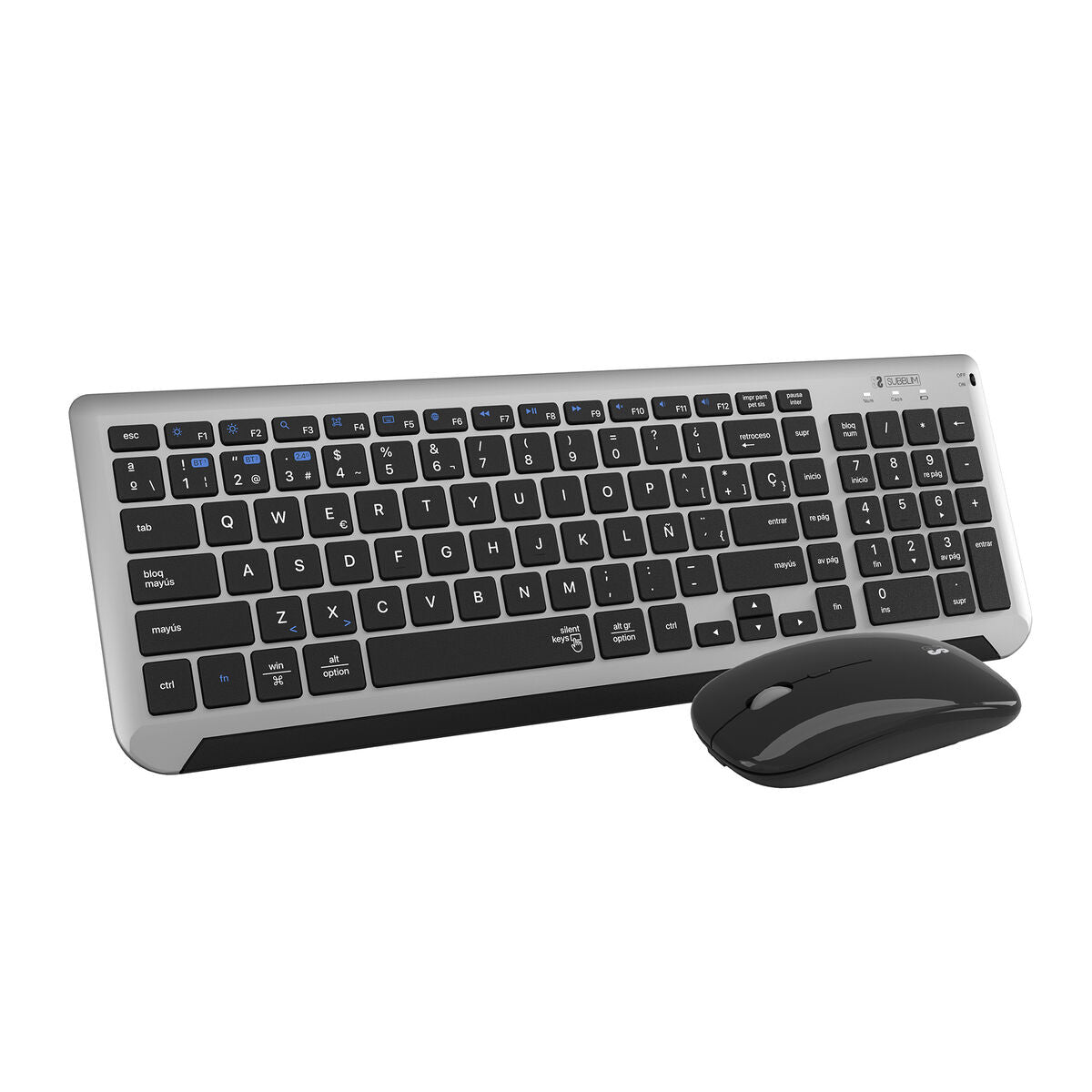 Keyboard and Mouse Subblim SUBKBC-DCEP20 Black Grey Spanish Qwerty QWERTY-0