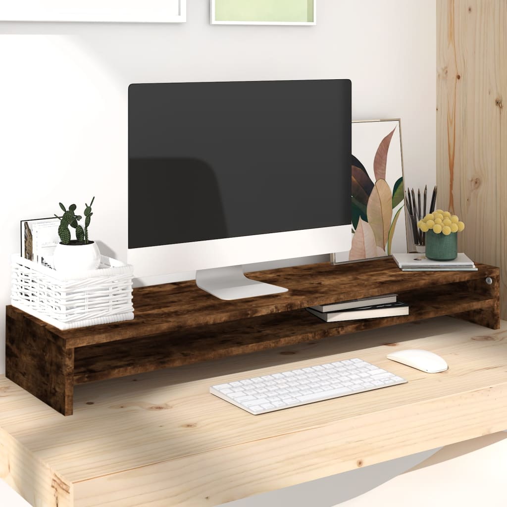 NNEVL Monitor Stand Smoked Oak 100x24x13 cm Engineered Wood