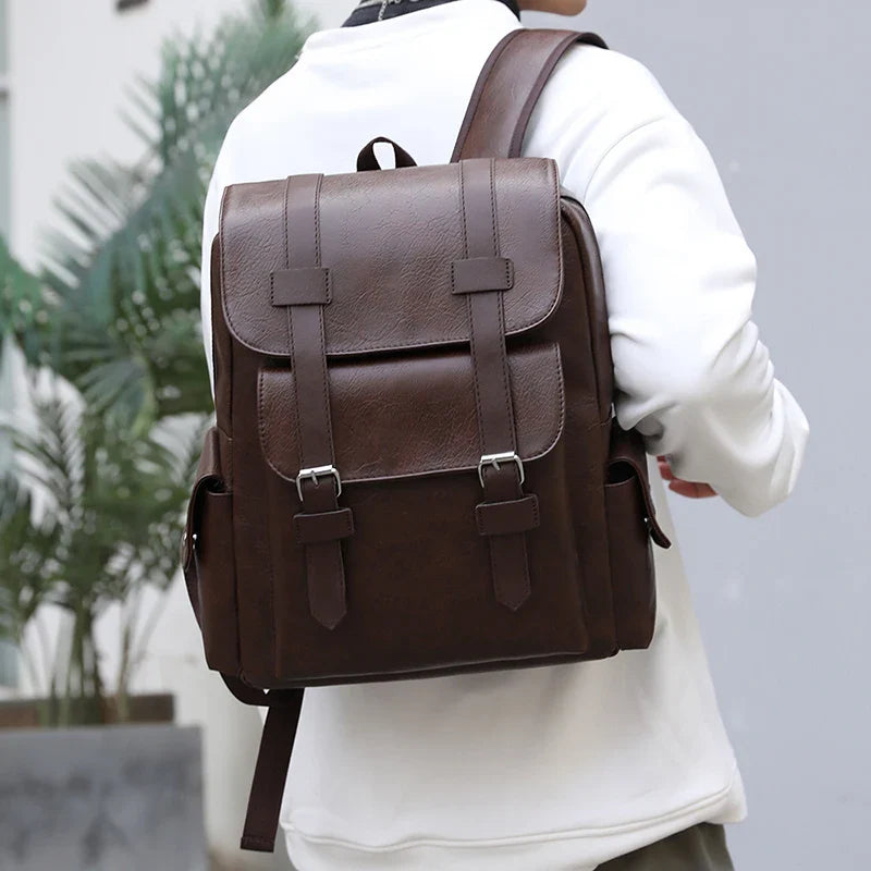 NNEOBA PU Leather Laptop Backpack Dark Brown-3