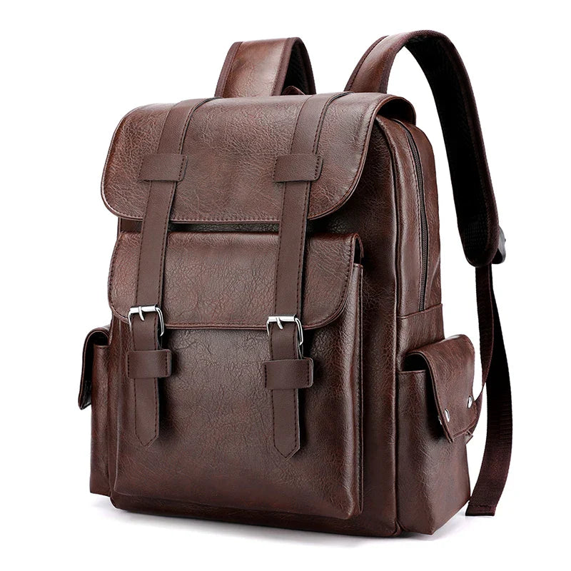 NNEOBA PU Leather Laptop Backpack Dark Brown-0