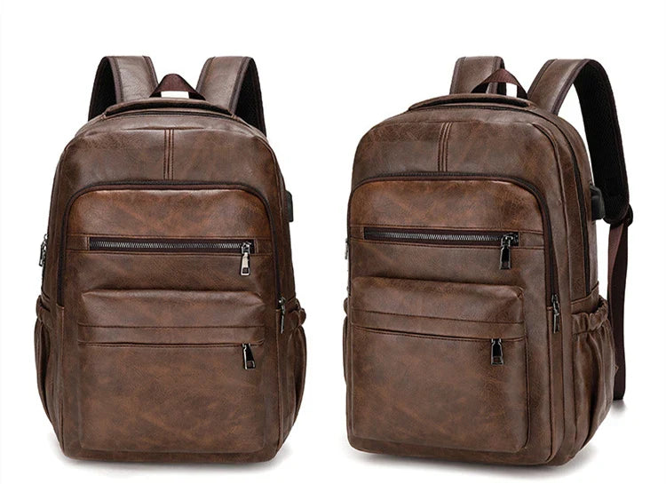 NNEOBA PU Leather Laptop Backpack Dark Brown-1