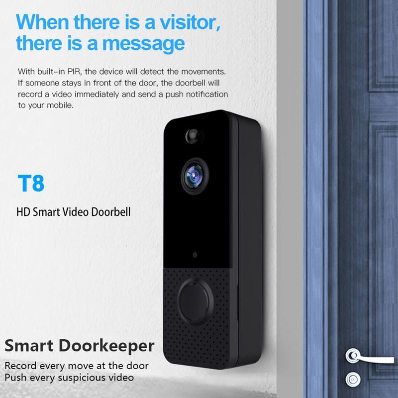 NNEDSZ Wireless Wifi Video Doorbell With Night Vision And Ai Recognition - 720P - 1800 Mah